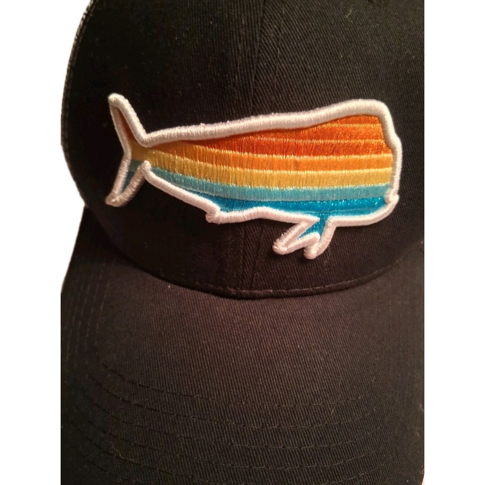 Mahi Mahi Fish Men's Hat One Size Fits All Colorful Embroidery Black Adjustable - Picture 7 of 8